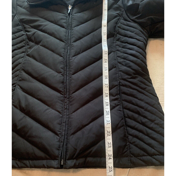 Kenneth Cole Reaction Puffer Jacket Womens Small Black Down & Feather Fill Coat - Picture 13 of 14